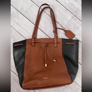 Lauren Ralph Lauren Leather Brown & Black Tote